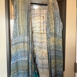 Muted Blue Silk Sleeveless Duster